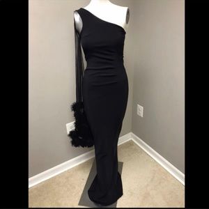 Chiara Boni La Petite Robe CRUZ ILLUSION SLEEVE TRUMPET GOWN IN BLACK